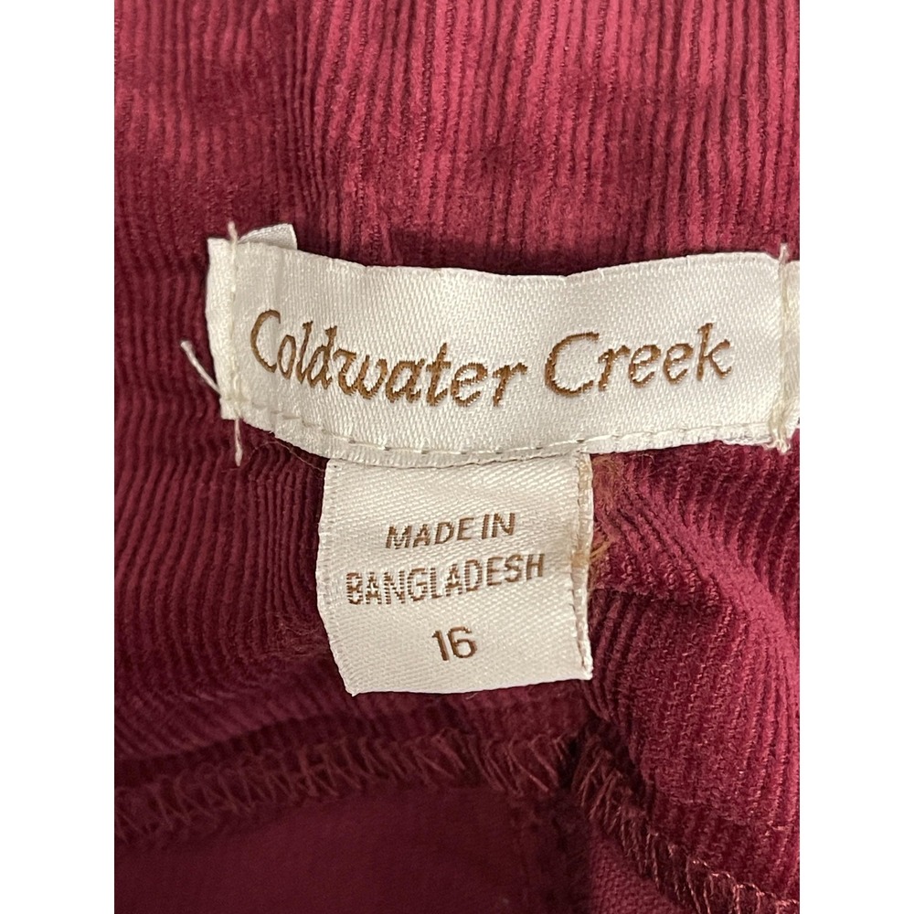 Coldwater Creek Pants Womens 16 Burgundy Corduroy Straight Leg Stretch Casual - Picture 8 of 10